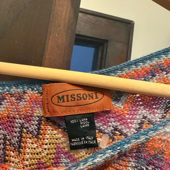 Missoni 100% Wool Poncho RARE VINTAGE - Picture 2 of 5